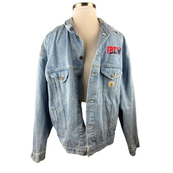 Carhartt Denim Jean Jacket Logo IBEW International Brotherhood Electrical Worker - Picture 11 of 13